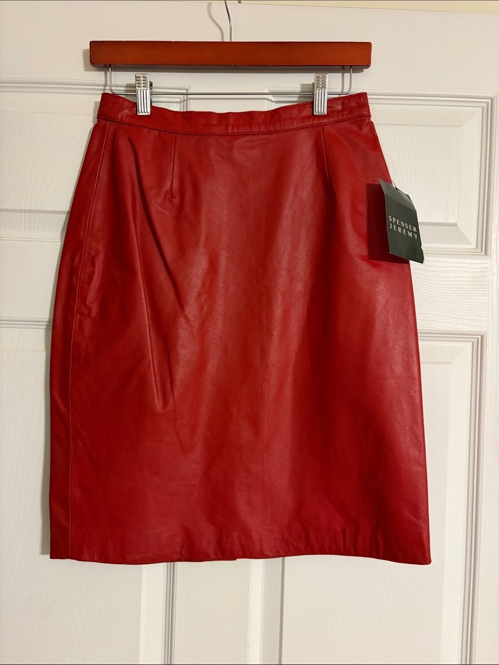 VTG Spenser Jeremy Red Lamb Leather Pencil Skirt NWT 80s 90s